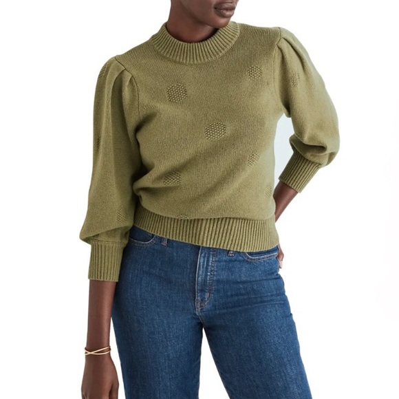 Madewell Eaton Dotted puffSleeve Pullover Sweater - Picture 6 of 13